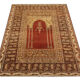 Tapis turc tissé à la main en laine et soie d'or rouge - 120x185cm