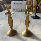 Pair of vintage brass candle holders