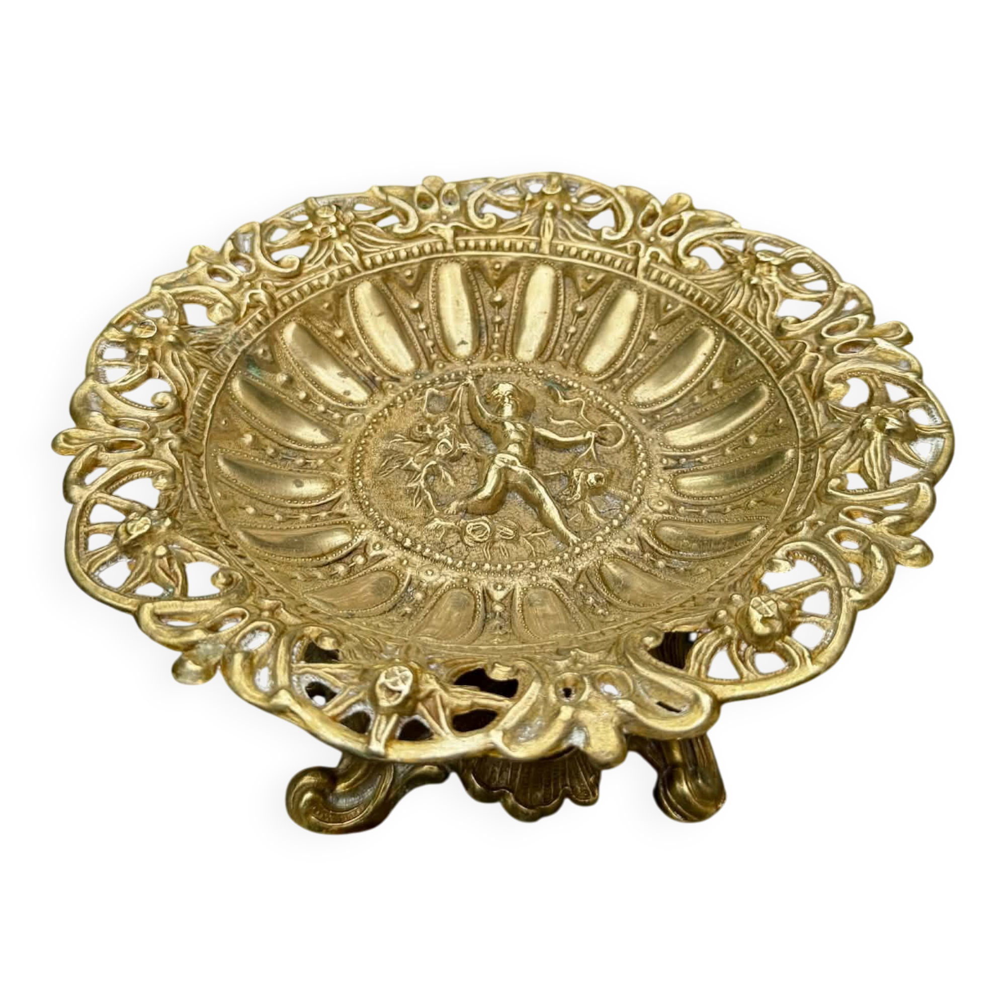 Large brass Art Nouveau fruit bowl