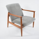 Original restored vintage armchair, designer E. Homma, grey fabric