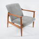 Fauteuil vintage restauré d’origine designer E. Homma, tissu gris