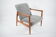 Original restored vintage armchair, designer E. Homma, grey fabric