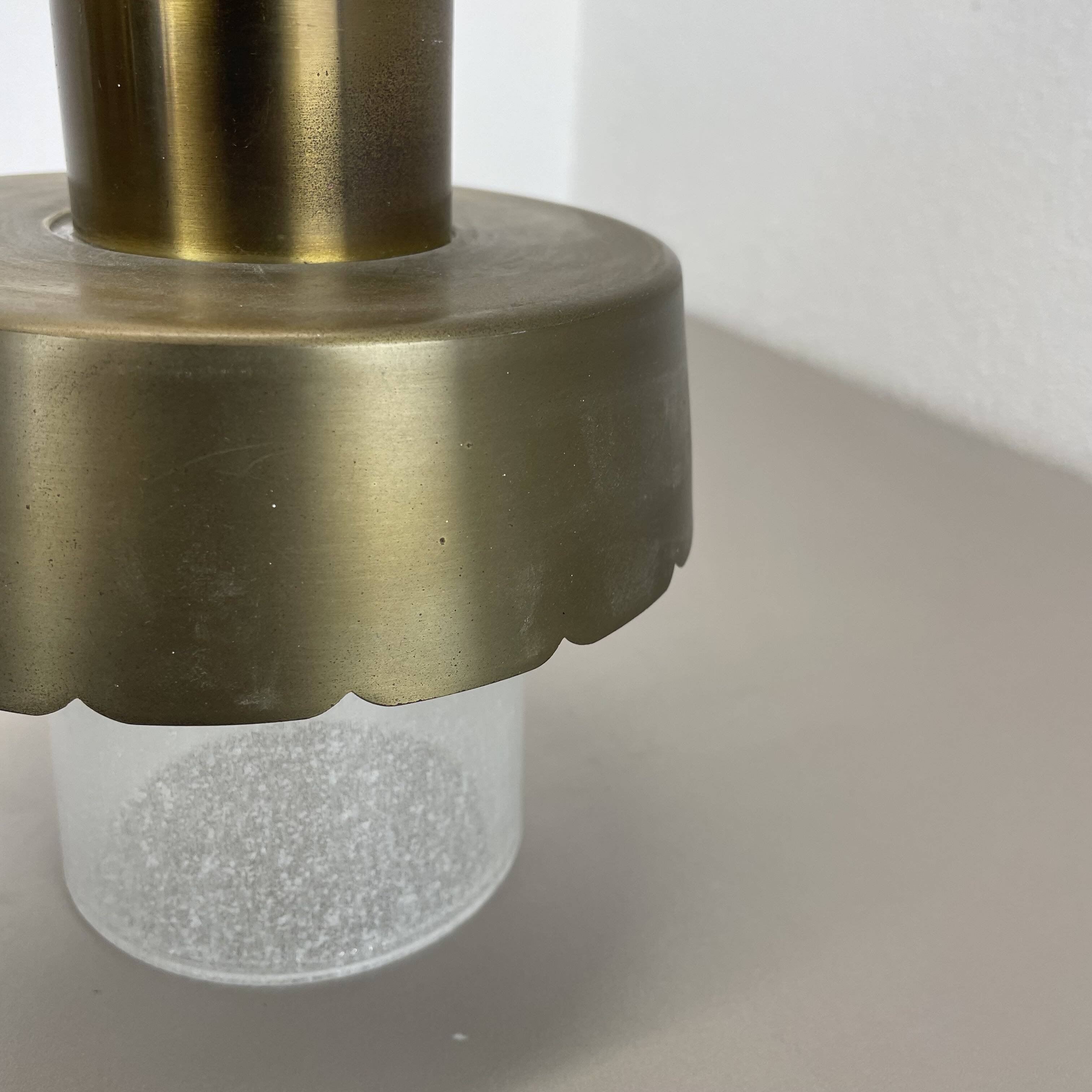 Set of two minimalist Brass and glass "tube" Ceiling Light, Italy 1970s