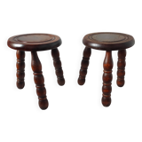 Pair of antique tripod stools