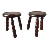 Paire de tabourets tripodes ancien