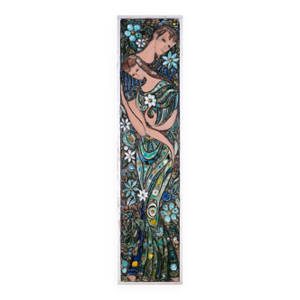 Grande plaque en céramique émaillée, H188cm, France, 1970s