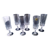 6 Champagne flutes Cristal d'Arques Model Louvre