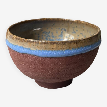 ceramic bowl in gres and superposition of enameled enamels, French work
