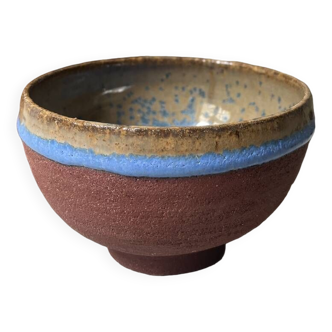 ceramic bowl in gres and superposition of enameled enamels, French work