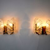 Pair of wall lamps Murano Leaves, Italy, 1970
