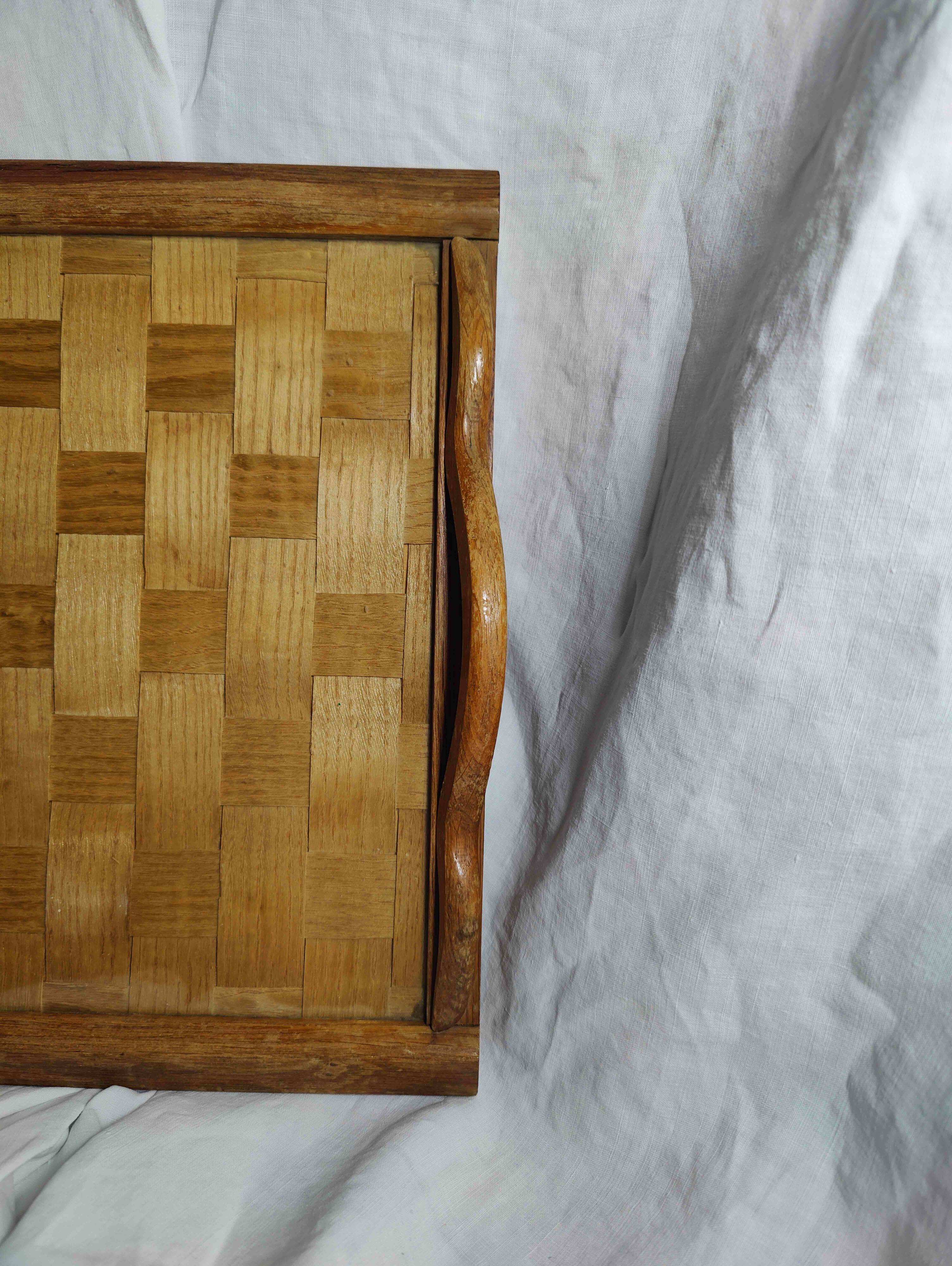 Woven wooden tray
