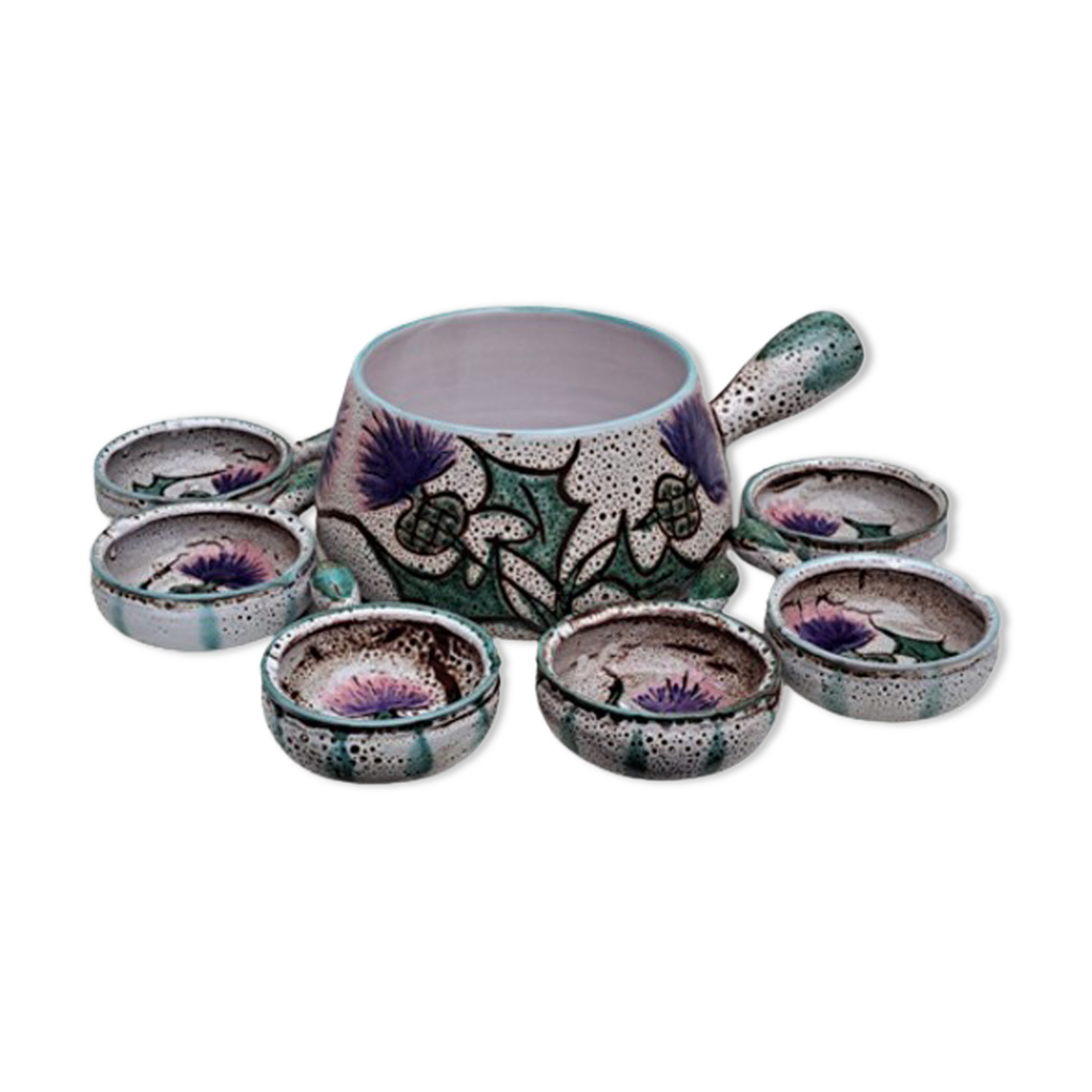 5 Assiettes à Fondues en Céramique de Vallauris - Vintage French Finds