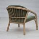 1970s, pair of Scandinavian lounge chairs, furniture velour and rattan