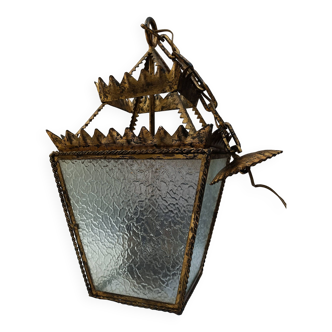 Wrought iron and glass lantern