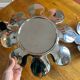 Vintage water lilies 3 silver ceramic dishes