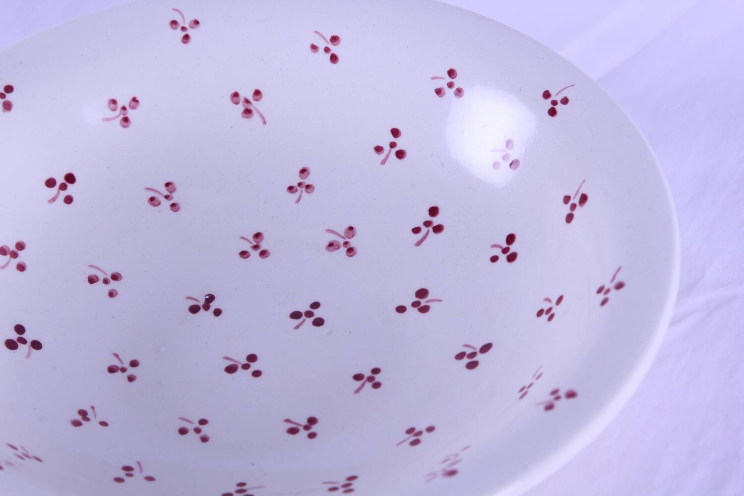 Saladier céramique blanc décor fleuri