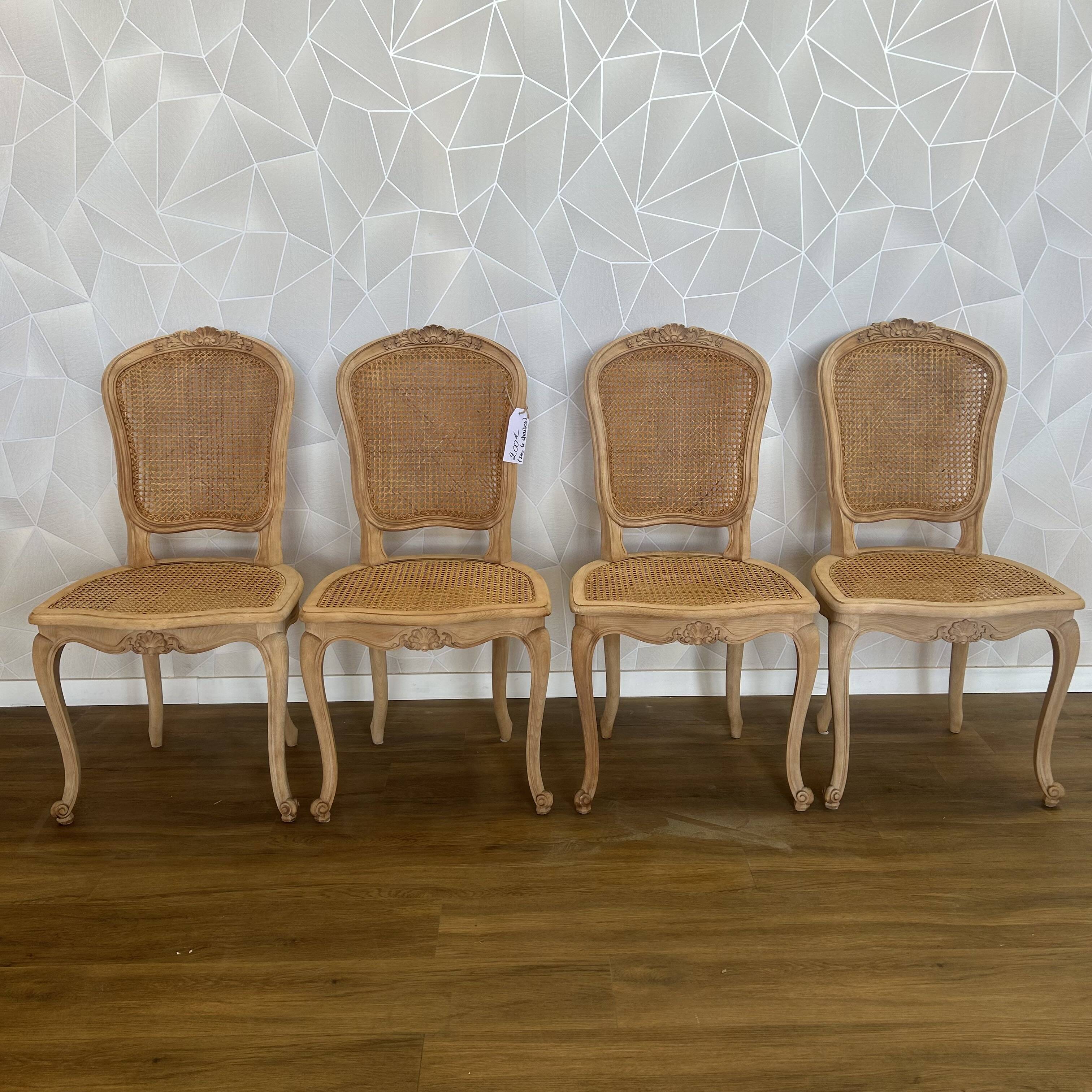 Set of 4 regency chairs with stripped airbrushed cane
