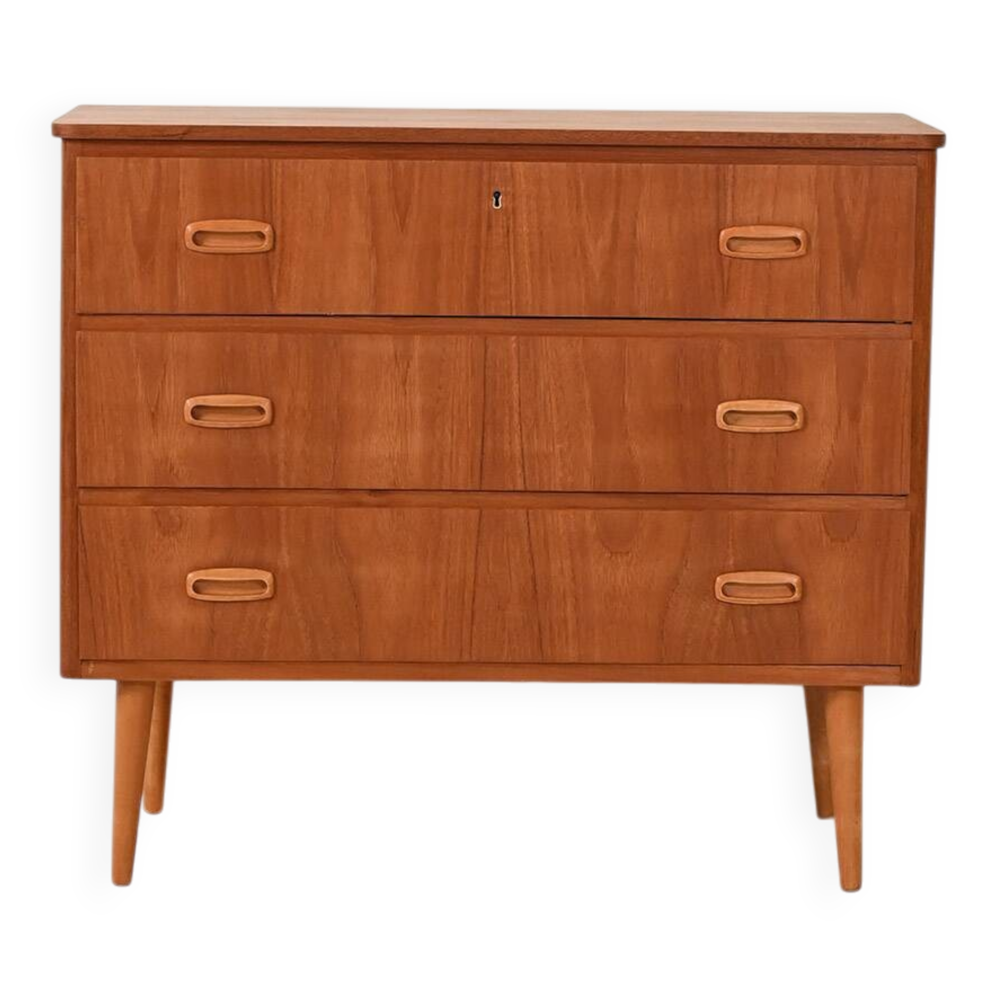 Scandinavian teak chest of drawers with oak details