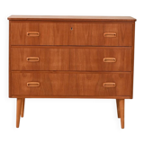 Scandinavian teak chest of drawers with oak details