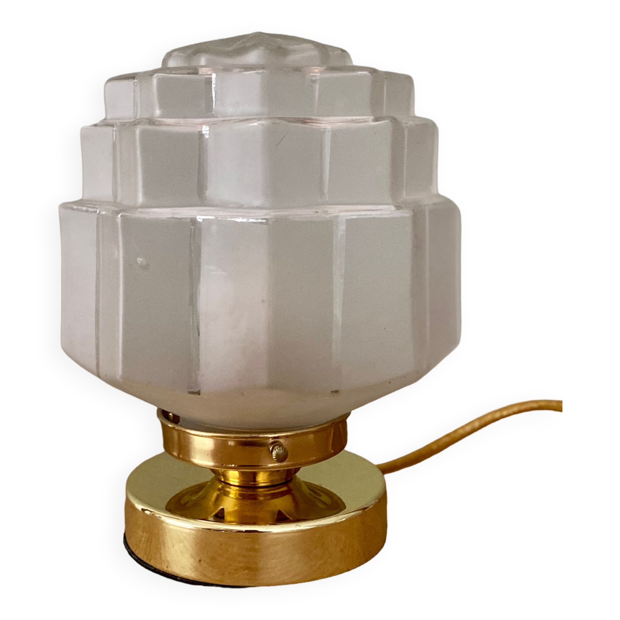 Vintage art deco globe table lamp in frosted glass