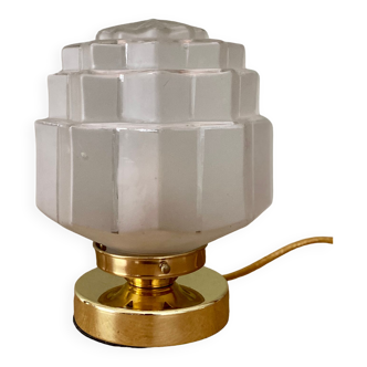 Vintage art deco globe table lamp in frosted glass