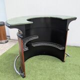 Rare : Bar Demi Lune Art déco Palissandre Marbre circa 1950 / 3 tabourets