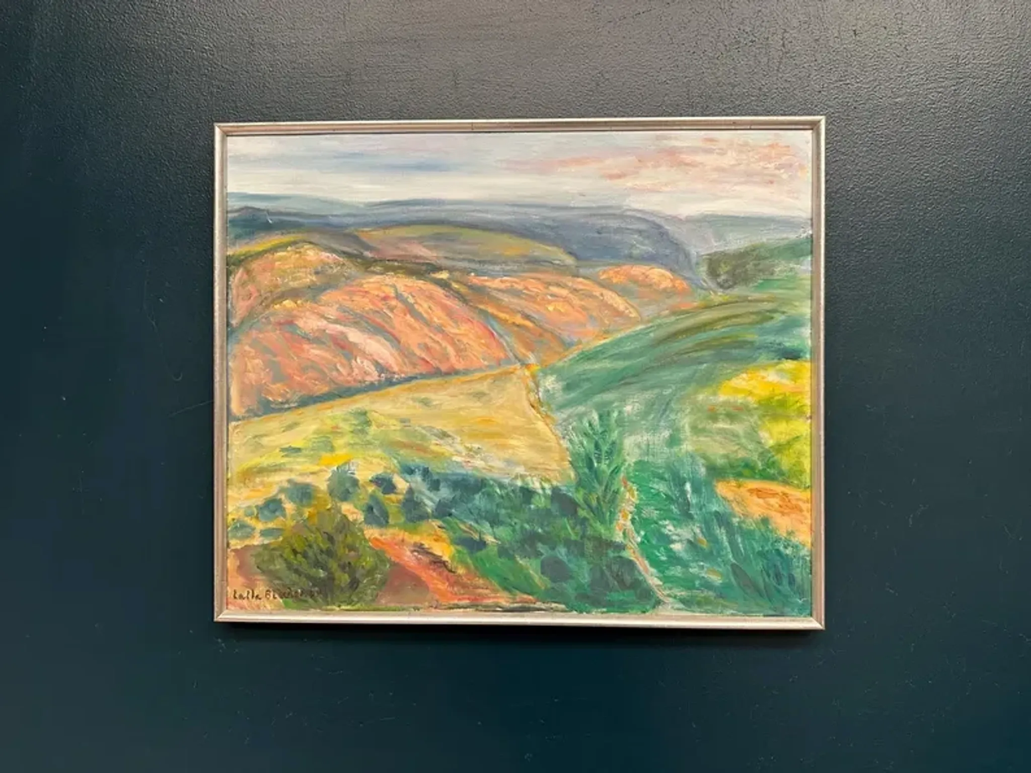 Original Swedish Oil on Canvas – "Landscape" by Lalla Blecher – Signed – Dated 1994 – Framed – 63 × 53 cm (24.8" × 20.9")