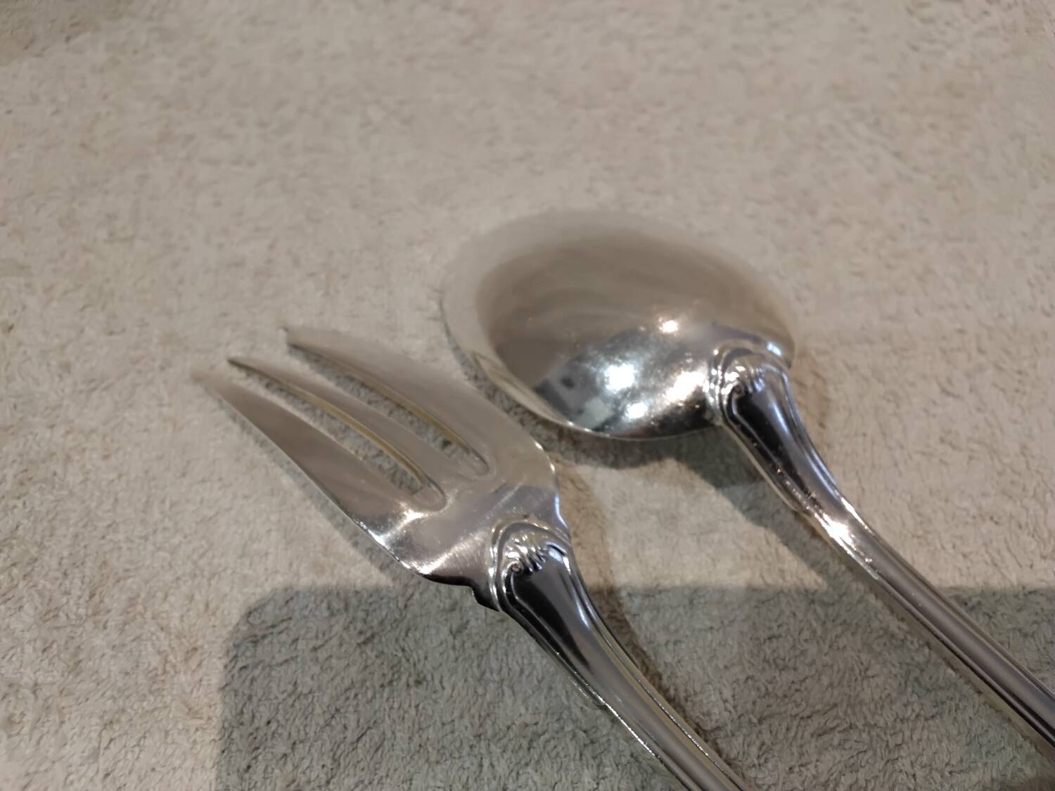 Silver plated stew spoon fork by Christofle Vendome