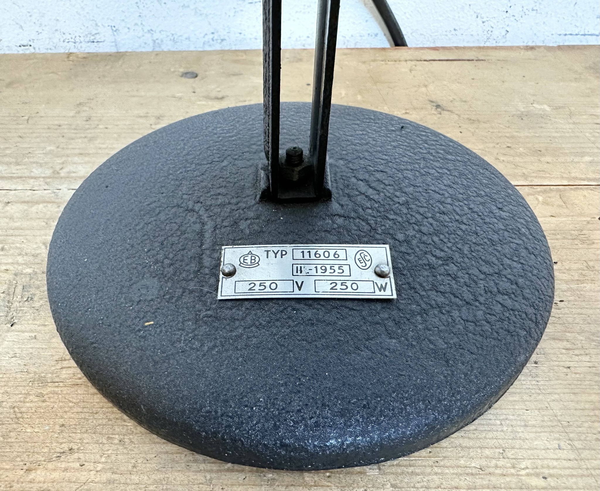 Vintage black enamel table photo lamp, 1950s