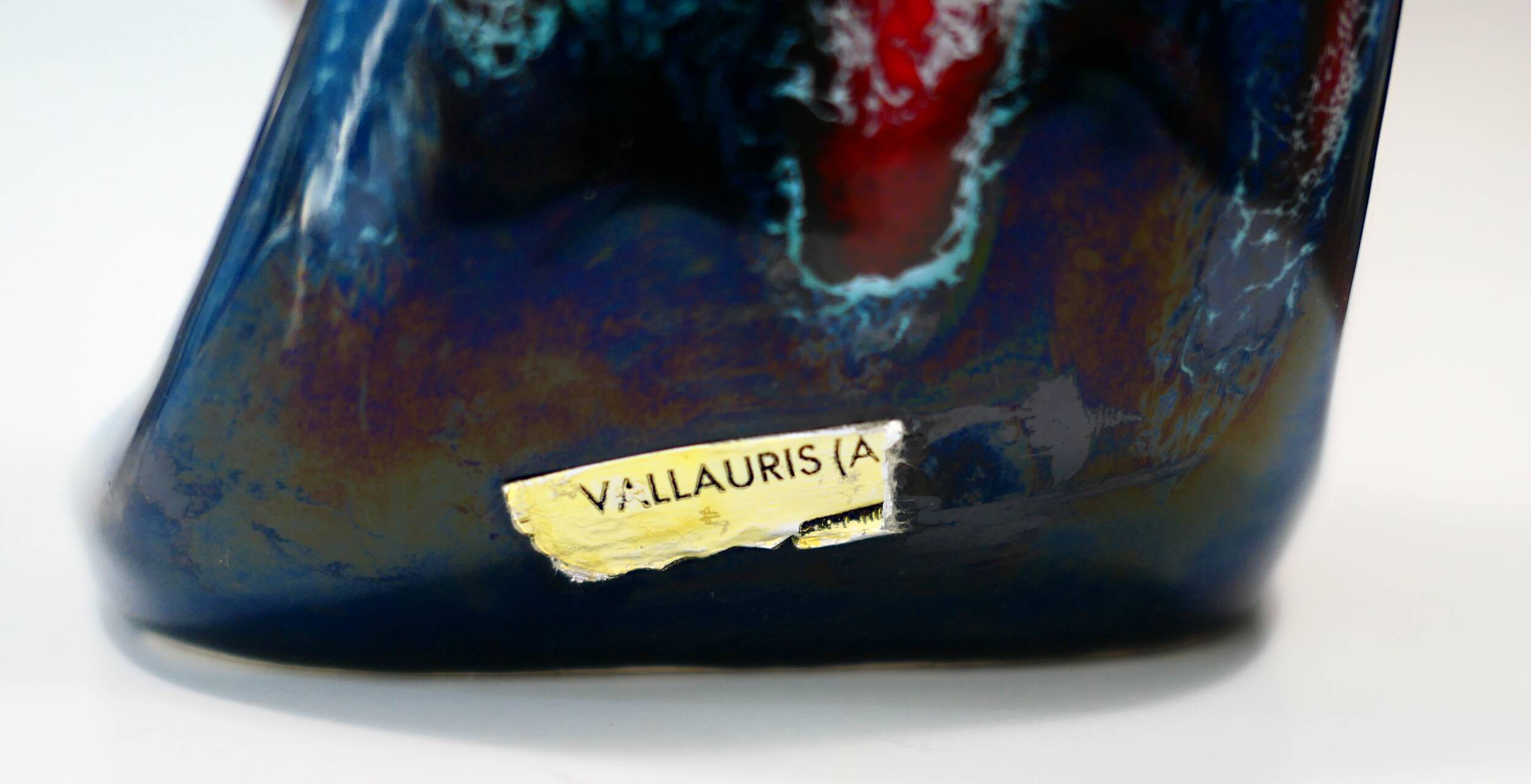 Vase Vallauris forme libre moderniste 1950-60 Bleu rouge
