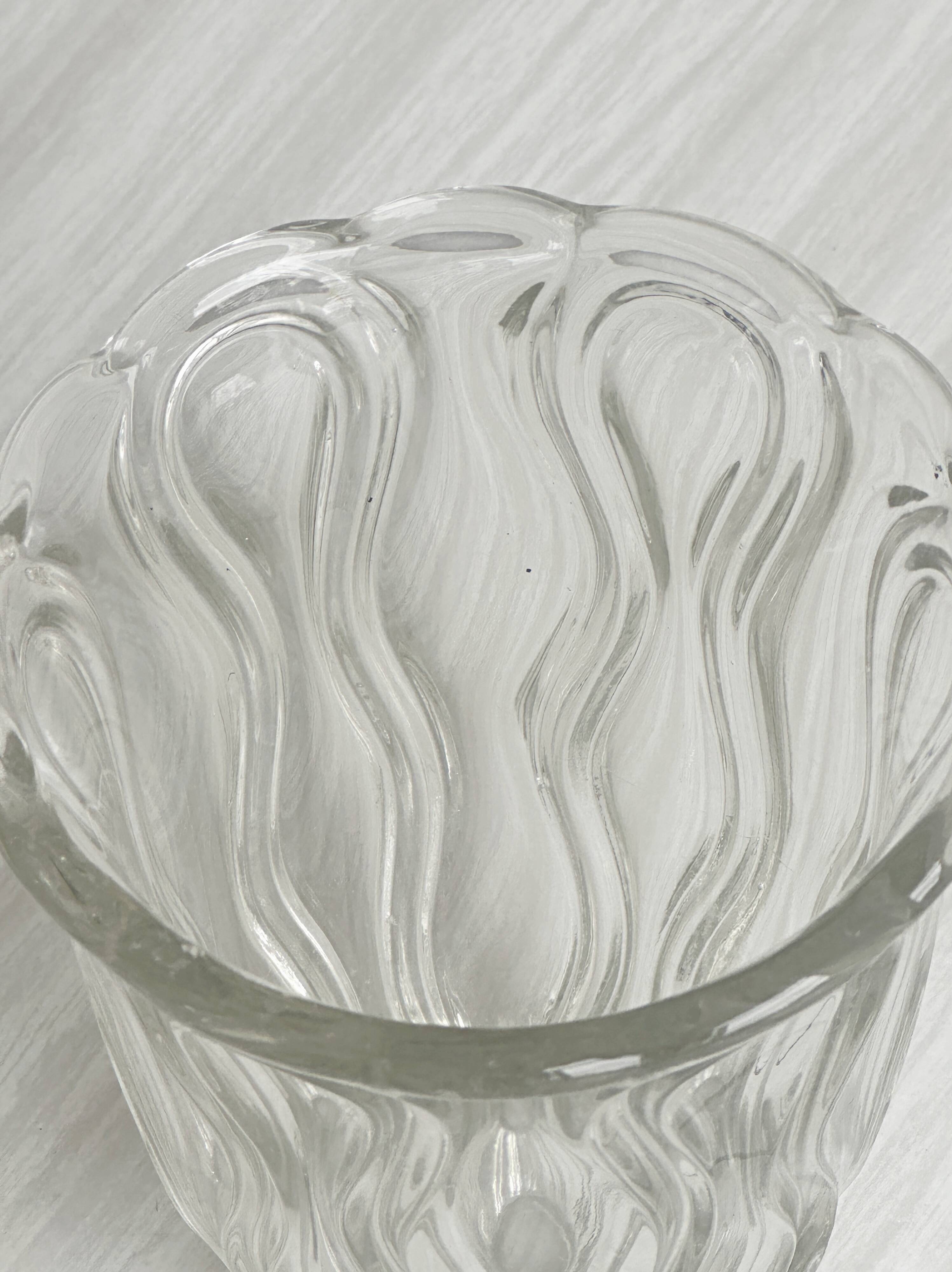 Thick transparent glass vase