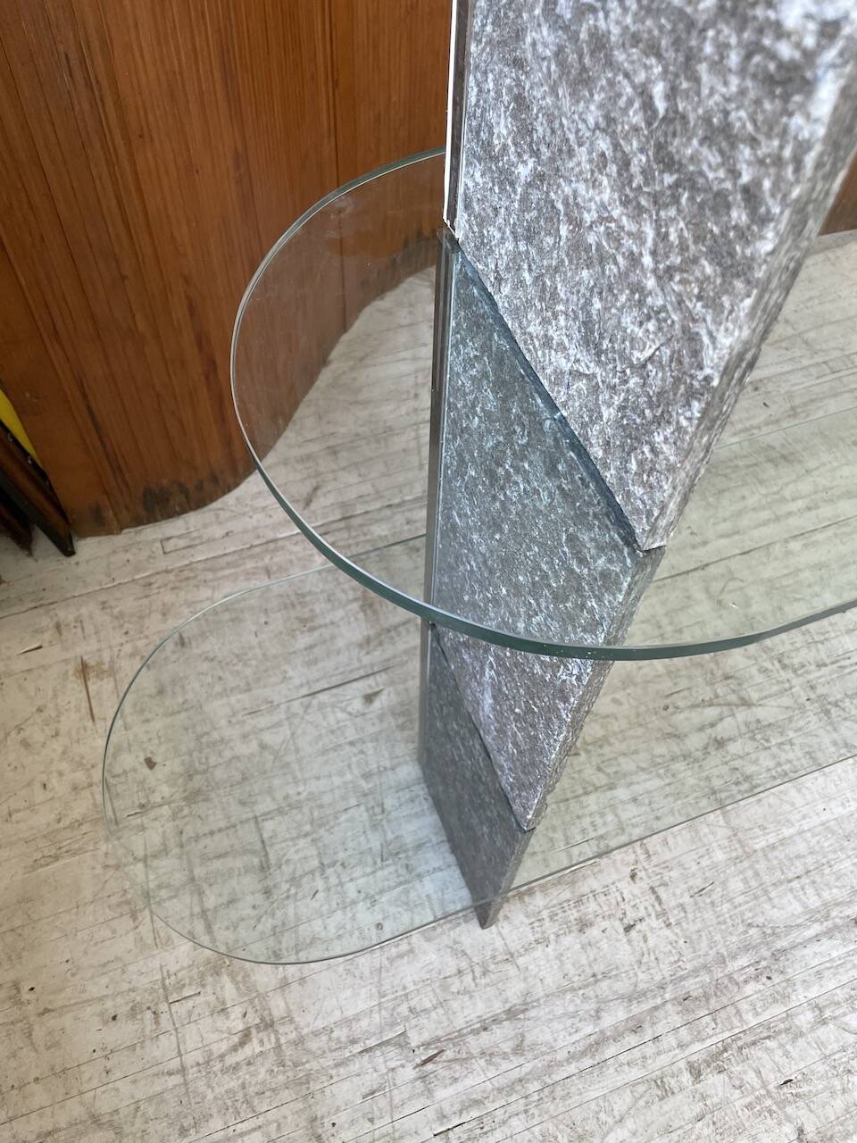 Roche Bobois stone and glass sculpture shelf 1970s