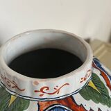 Petit vase peint à la main motifs oiseaux et fleurs