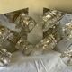 Lot of 2 wall appliques 4 chrome metal lights - moulded glass