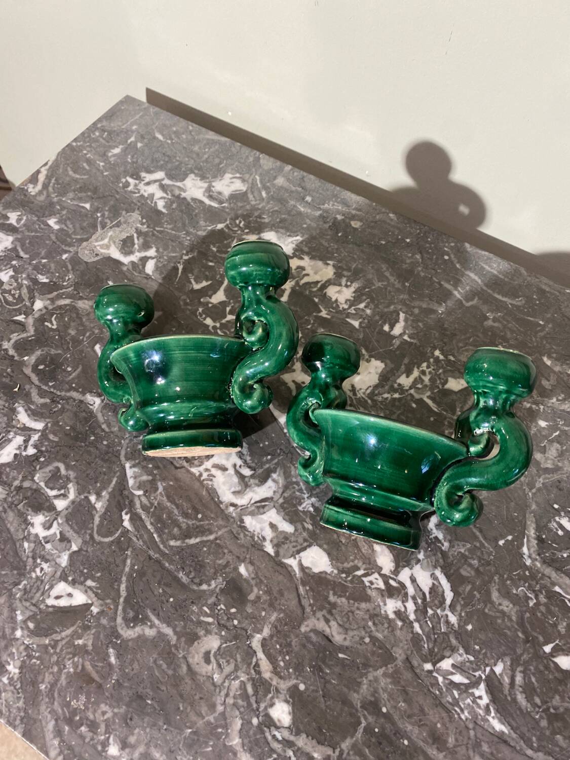 Pair of ceramic candlesticks