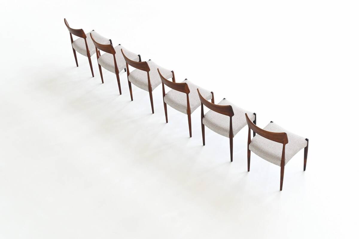 Bernhard Petersen dining chairs in rosewood by Christian Linnebergs, Denmark, 1960