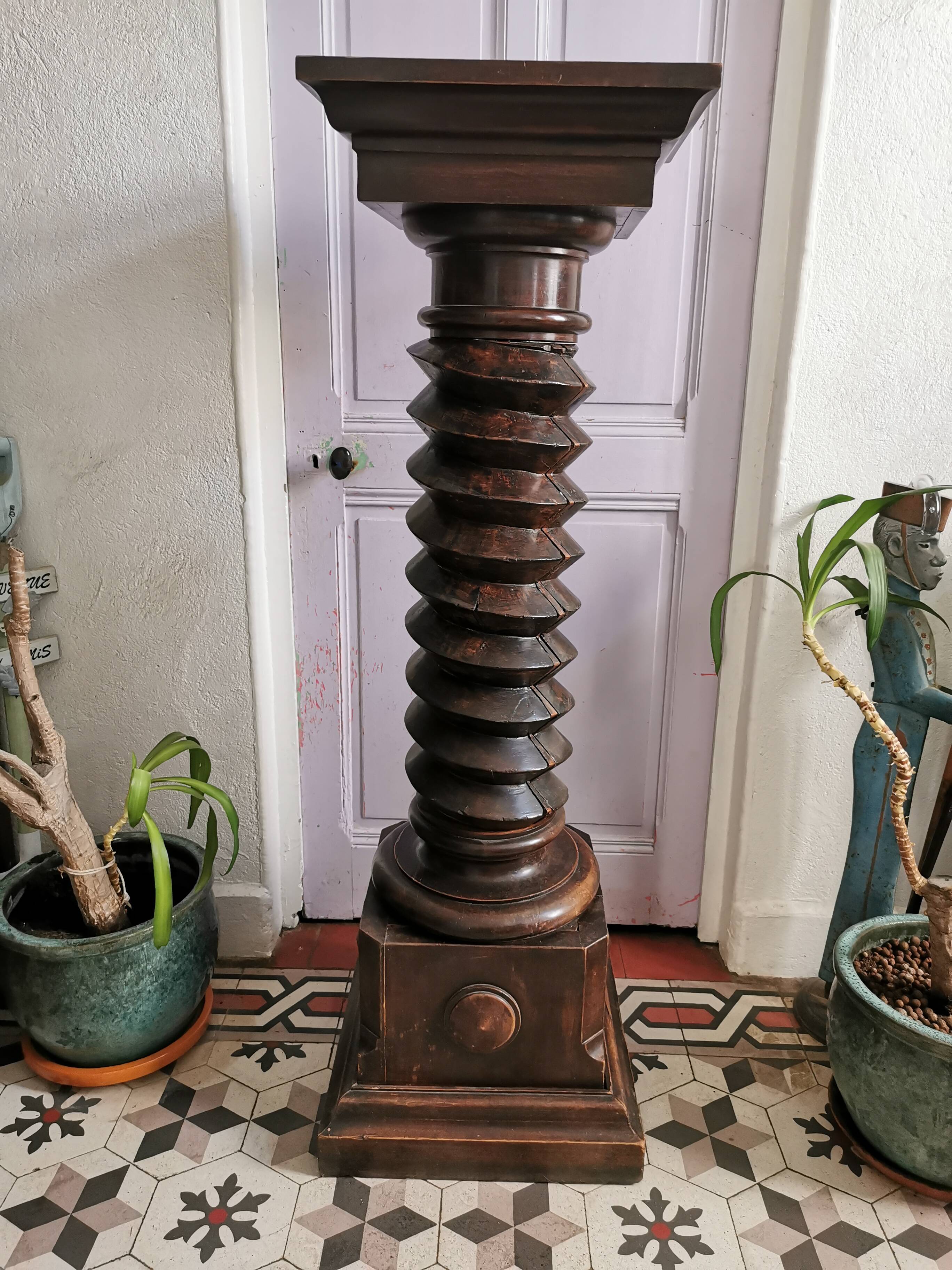 Old solid oak press screw