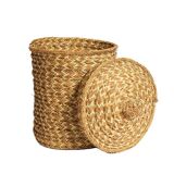 Panier à linge tressé à la main en jonc naturel