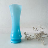 Large old blue opaline vase