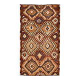 5x9 Dark Red & Cream Turkish Antique Kilim Rug, 150x271Cm