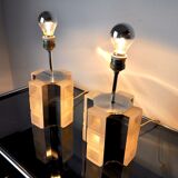 Pair of Poliarte Cubic lamps by Albano Poli, murano glass, Italy, 1960