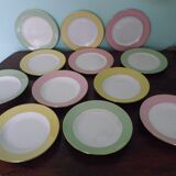 Prestige plates by Lamandinoise, 1950s, 3 colours, Set of 12