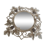 Wrought iron mirror. Grape leaf decoration.