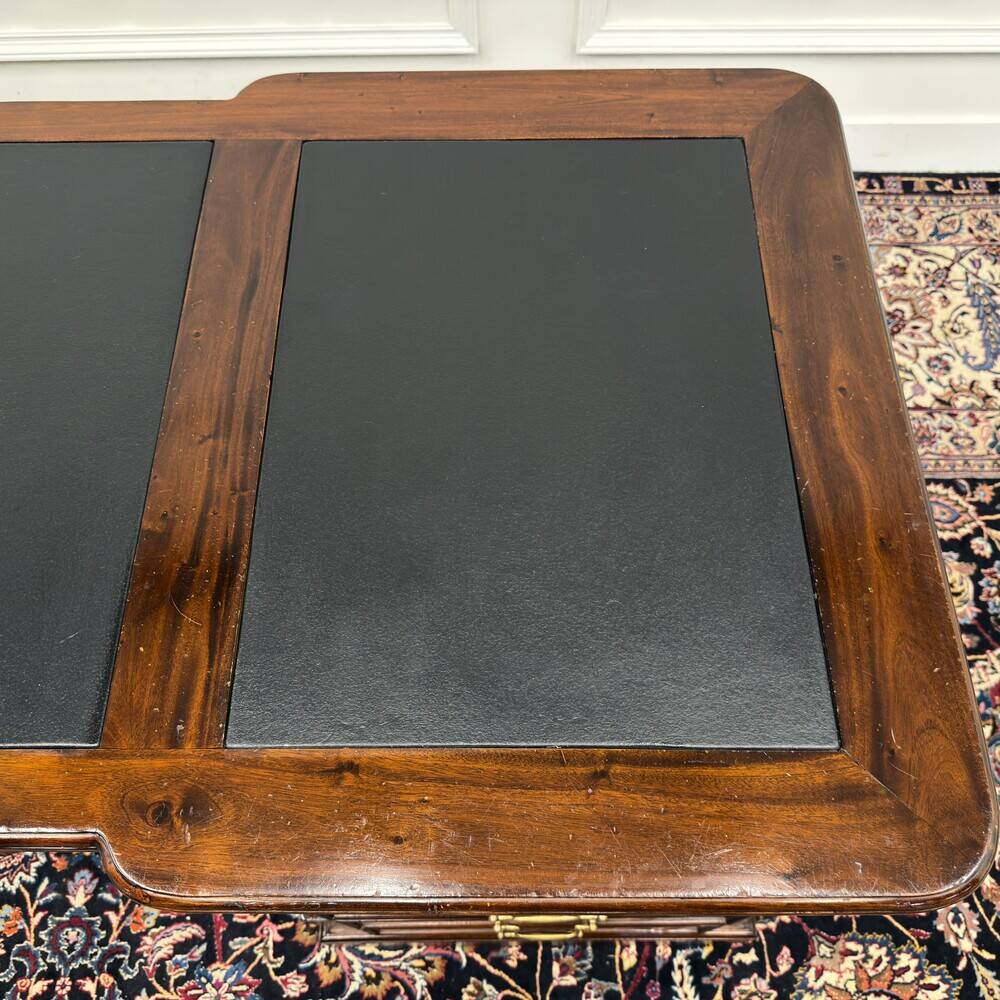 Classic English Desk with Black Leather