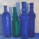 Still life on canvas bottles signed Majo Hilbey Poléo