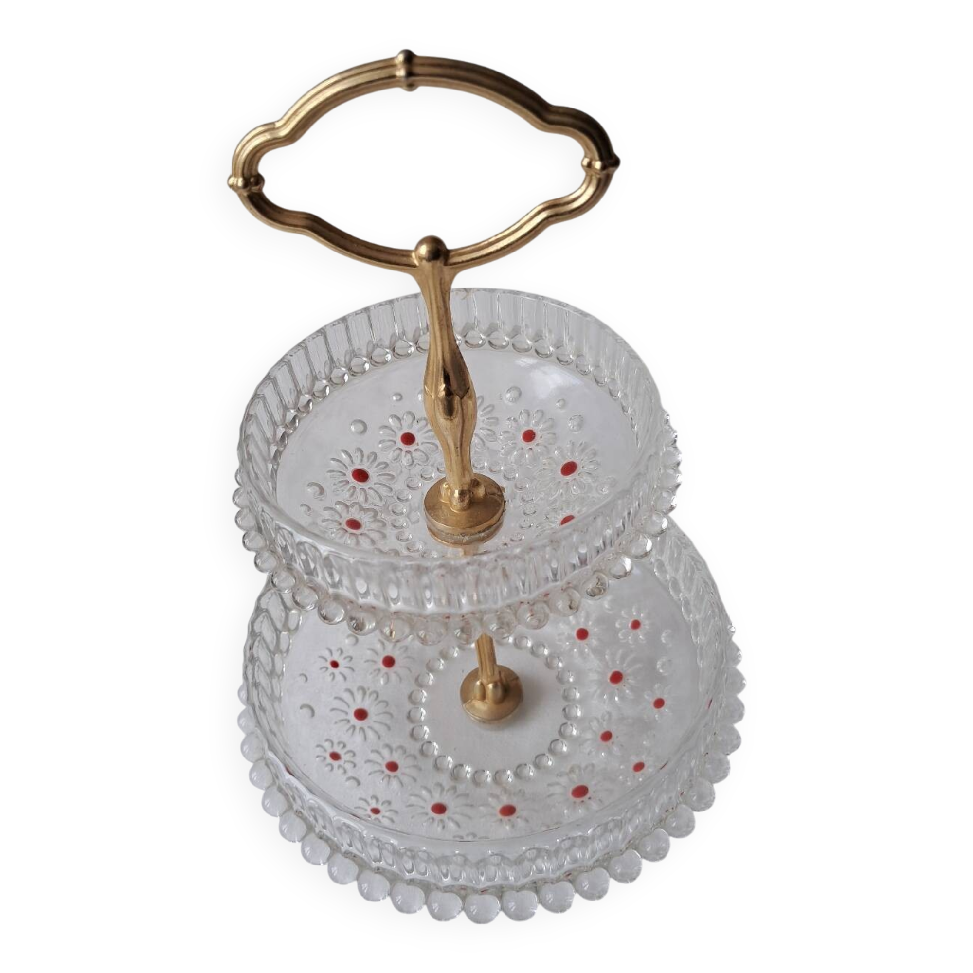 Paloma series glass tiered tray, Attributed to Walther Glas. 1970