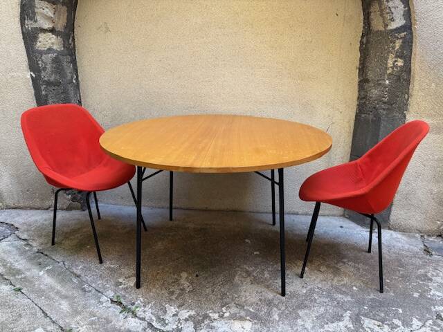 round dining table Alain Richard 1950 vintage