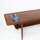 Coffee table in teak with blue tiles of danish design from the 1960s.