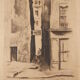 Cadre ancienne gravure Rue du chat qui peche à Paris signée