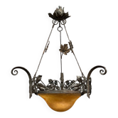 Muller Frères Lunéville (1895 - 1933). Art Nouveau style chandelier.